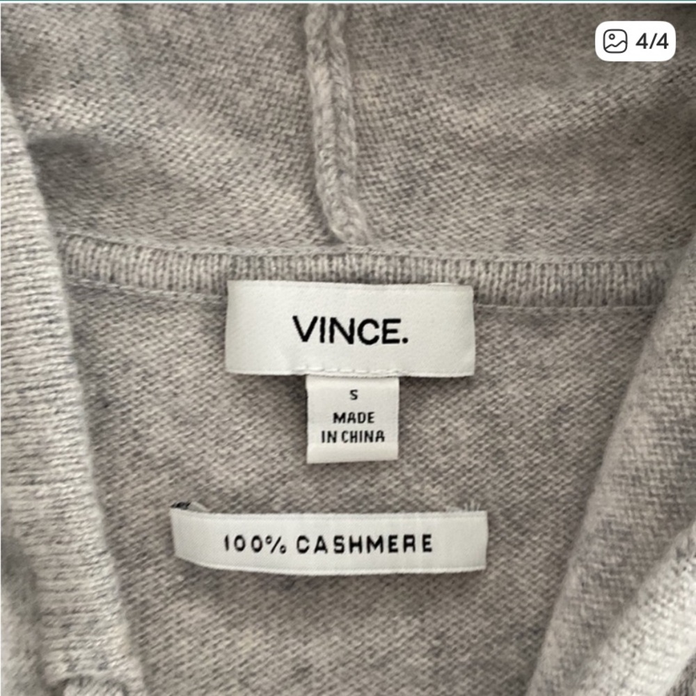 Vince Cashmere Charcoal Hooded Poncho Sweater - Picture 5 of 6